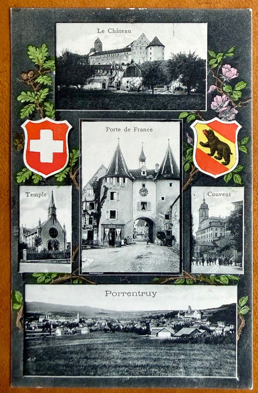 Cartoline postali: Porrentruy - Multivues  de 1911 – Usato da Lutry venduto da Ediego