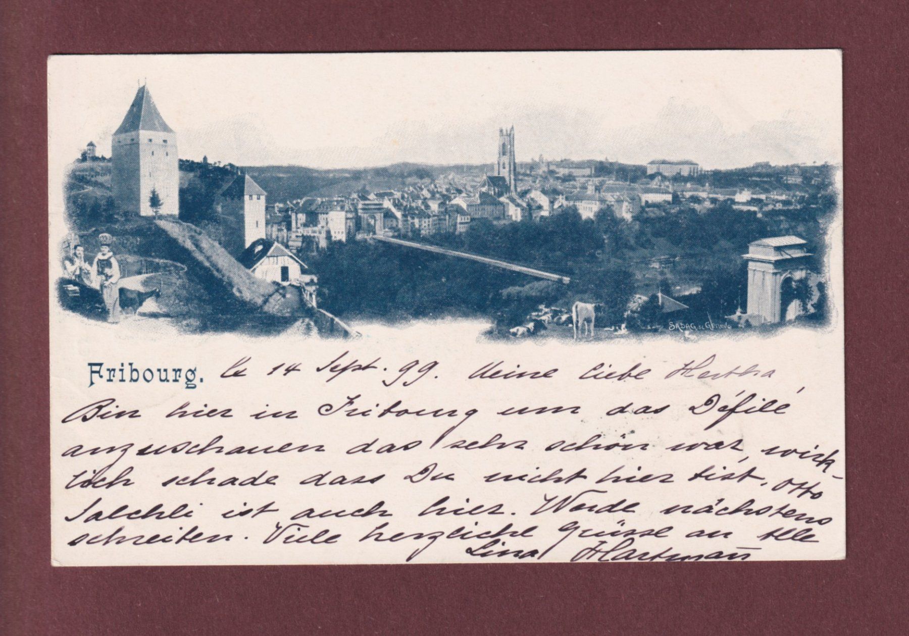 Cartoline postali: FRIBOURG - 1899 – Usato da Pully venduto da nicecards
