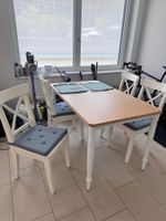 Esstisch mit 4 Stühlen, weiss/Holz, guter Zustand