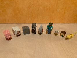 7 figurines Minecraft animaux ferme et personnage.