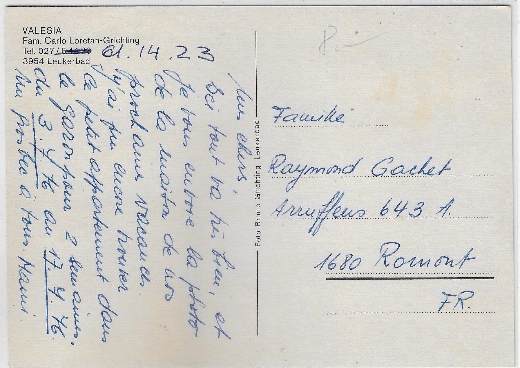 Cartoline postali: Pension Valesia - Leukerbad – Usato da Ettingen venduto da Kartenplanet 1