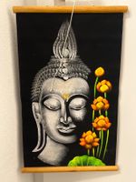 Buddha Bild, aus stoff mit Holzleiste, Handgemalt!