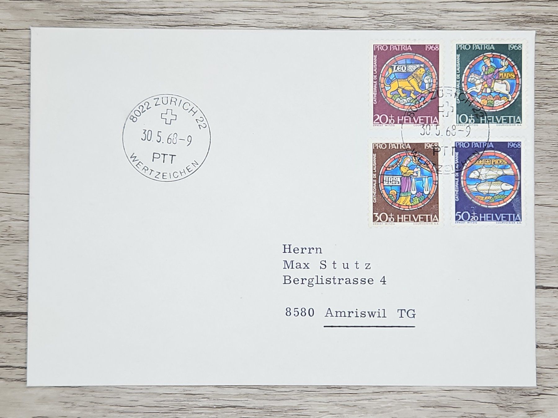 Tutti i francobolli: CL17 Enveloppe + Timbre Suisse 1968 – Usato da Cousset venduto da Patrick_Collections
