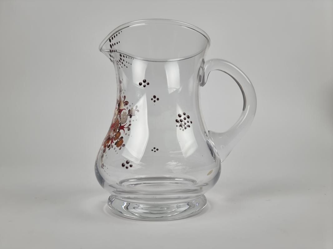 Caraffe: Glaskrug mit Blumenmuster und Punkten – Usato da Urtenen-Schönbühl venduto da Restwert_Schoenbuehl 1