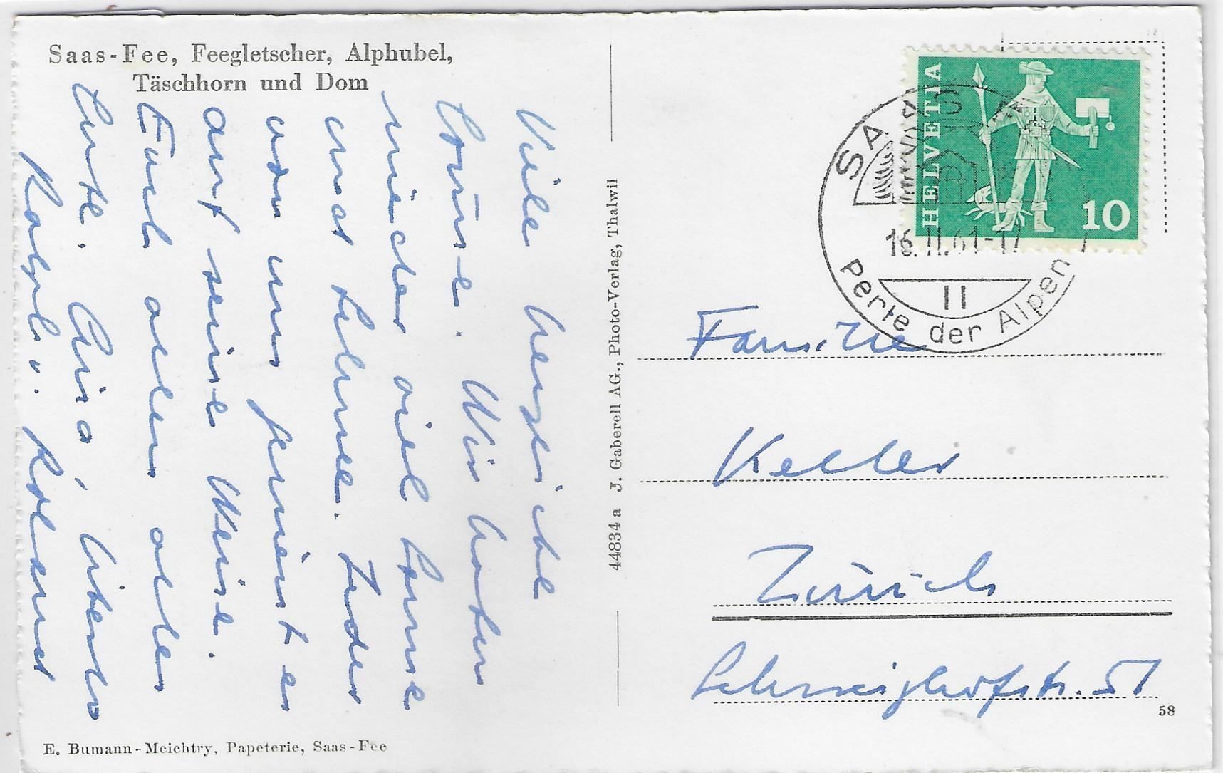 Cartoline postali: Saas-Fee - Gondelbahn – Antico da Ettingen venduto da Kartenplanet 1