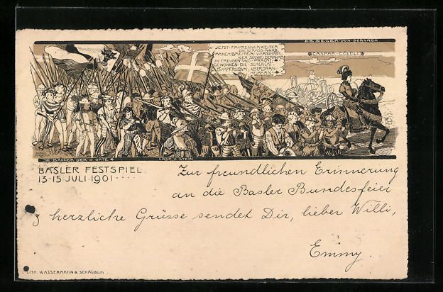 Cartoline postali: Basel, Festspiel 1901, Die Sieger von Do – Usato da Berlin venduto da bartko-reher