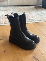 Damen Chelsea Boots schwarz Echtleder der Plateau Grösse 40