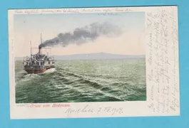 Schiff   :   alte Ansichtskarte von 1902 Gruess vom Bodensee