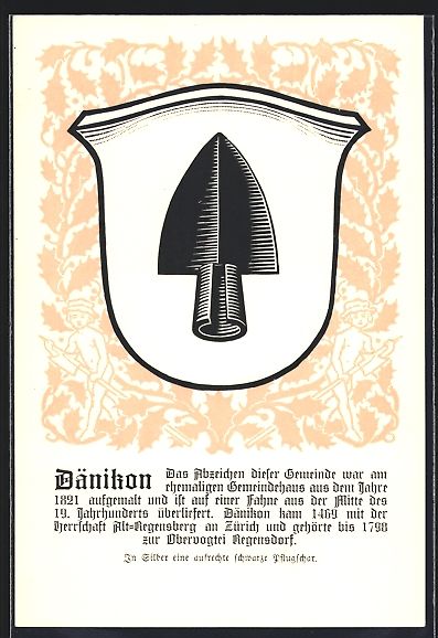 Cartoline postali: AK Dänikon, Wappen des Ortes – Usato da Berlin venduto da bartko-reher
