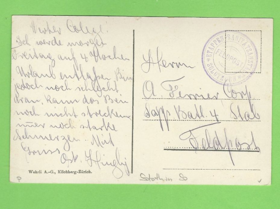 Ansichtskarten: Solothurn Ansichtskarte mit Feldpoststempel – Gebraucht aus Zürich von t24_de 1