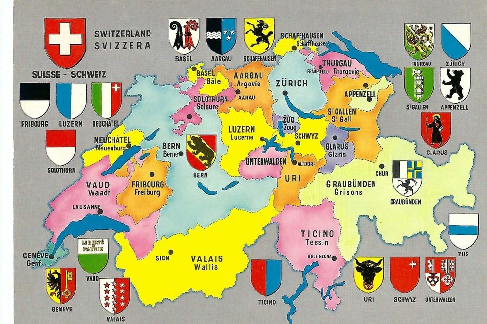 KANTONE DER SCHWEIZ Karte Und Wappen Gebraucht In Thun F r CHF 0 8 