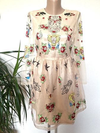 Robe Broderies style Rockabilly- Soie – Made in Italy –Gr.S