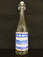 alte Flasche HENNIEZ LITHINÉE Einbrand-Etikett Email 1965
