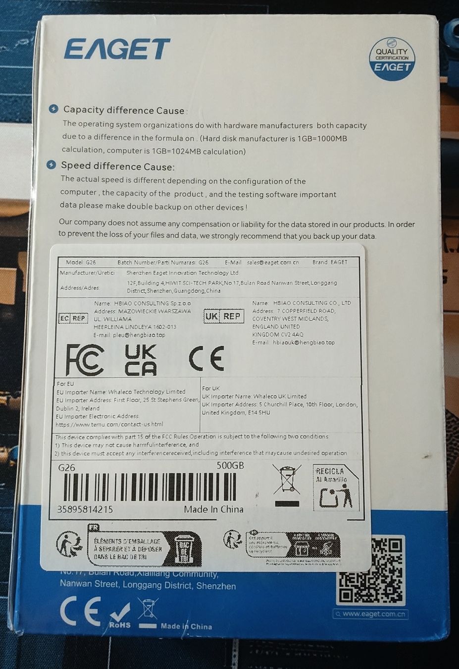 Harddisks: Externe Festplatte | 500GB | 2,5" | Eaget – Neu und originalverpackt aus Ennetmoos von Faders 1