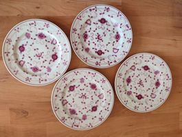 4x August Warnecke "China Purpur" Porzellanteller
