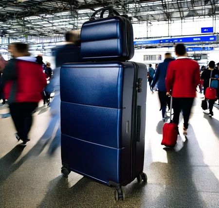 2er Reisekoffer Polycarbonat Koffer Grösse XL 77cm BLAU NEU