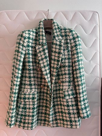 Blazer Zara grün weiss kariert