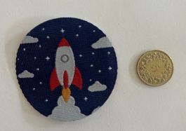 Rakete Stoff-Aufnäher zum Aufbügeln, neuwertig, blau