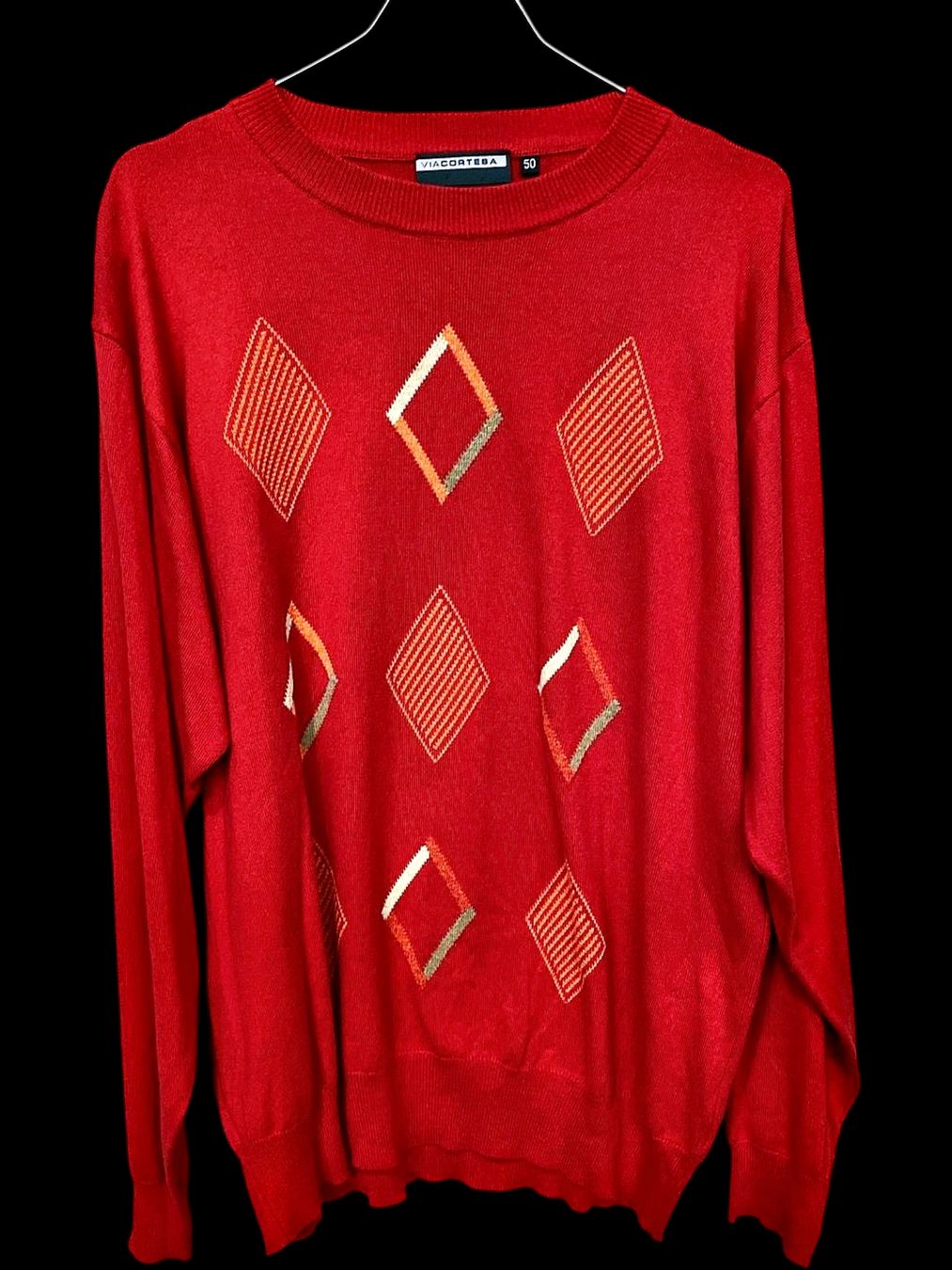 Maglioni & Felpe: VIACORTESA Roter Pullover mit Rautenmuster - Größe 50 – Usato da Zug venduto da vinokilo 1
