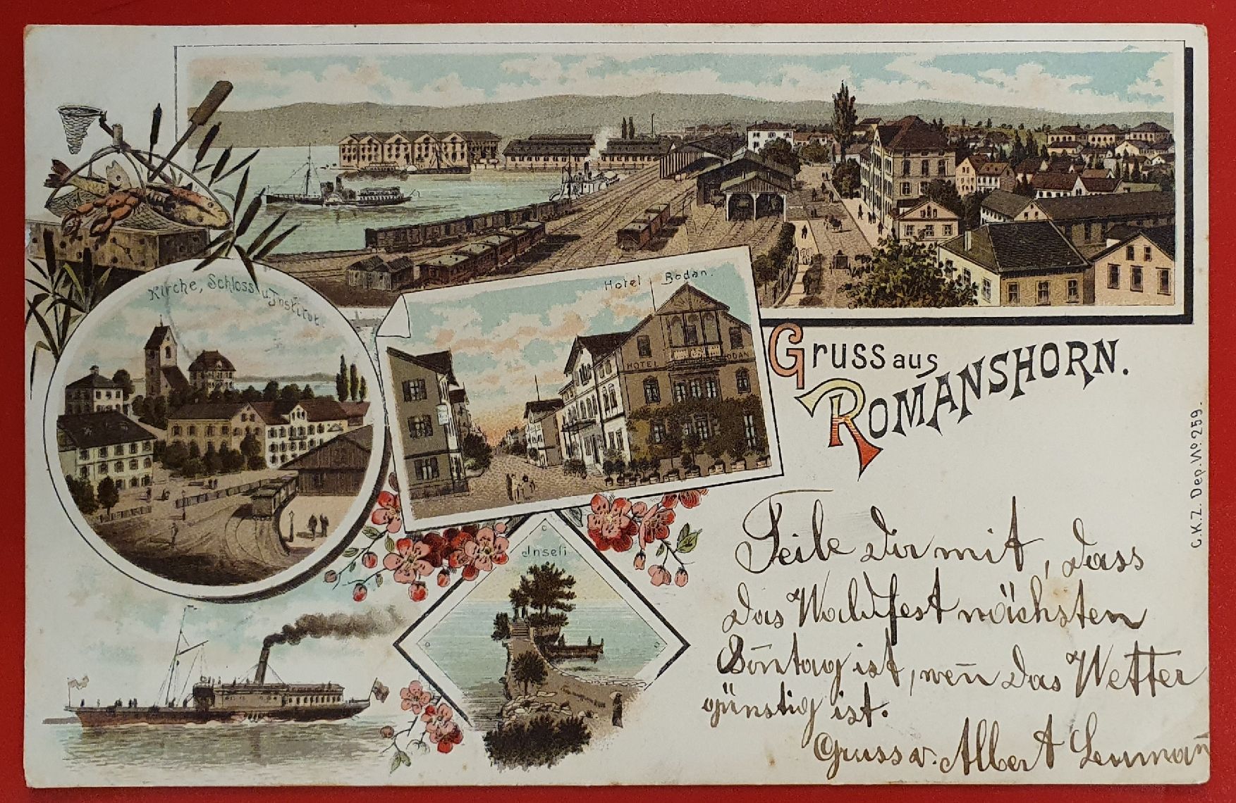 Cartoline postali: Gruss aus Romanshorn 1900 – Usato da Kreuzlingen venduto da Rschweiz1