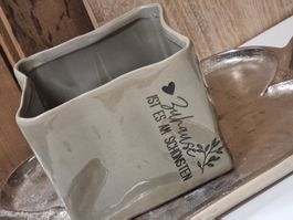 Mitbringsel-Keramik Blumentopf beschriftet, 11x12xH10 cm