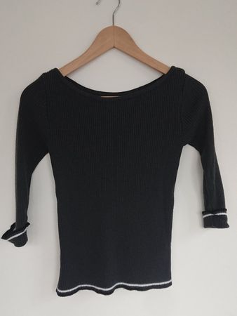 Leichter Damen Pullover Gr. XS Dunkelgrau Weiss Schwarz