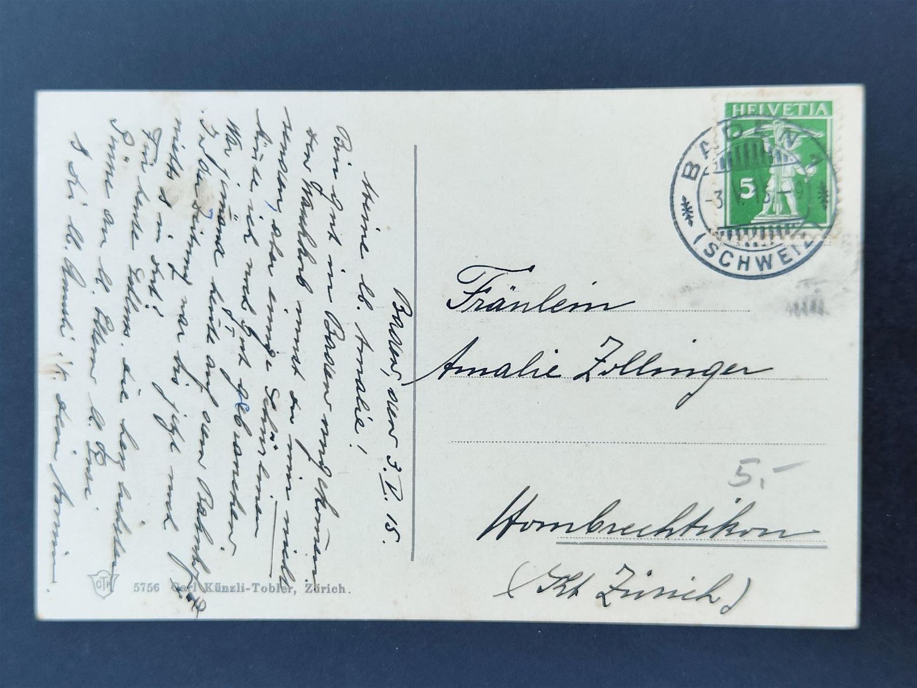 Cartoline postali: Postkarte Oberst Steinbuch 1915 – Usato da Bauma venduto da SwissMilitaria 1