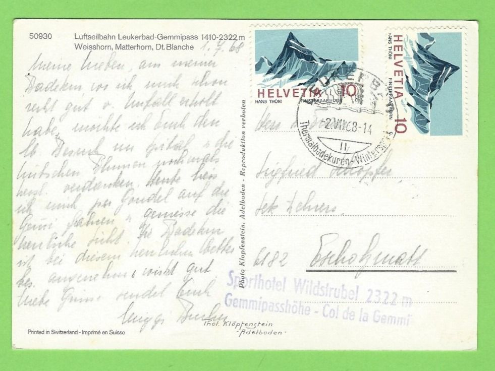 Cartoline postali: Luftseilbahn Leukerbad-Gemmipass – Usato da Zürich venduto da t24_de 1