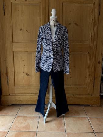 ESPRIT Blazer geometrisches Muster Blau/Weiss Gr  36 / S