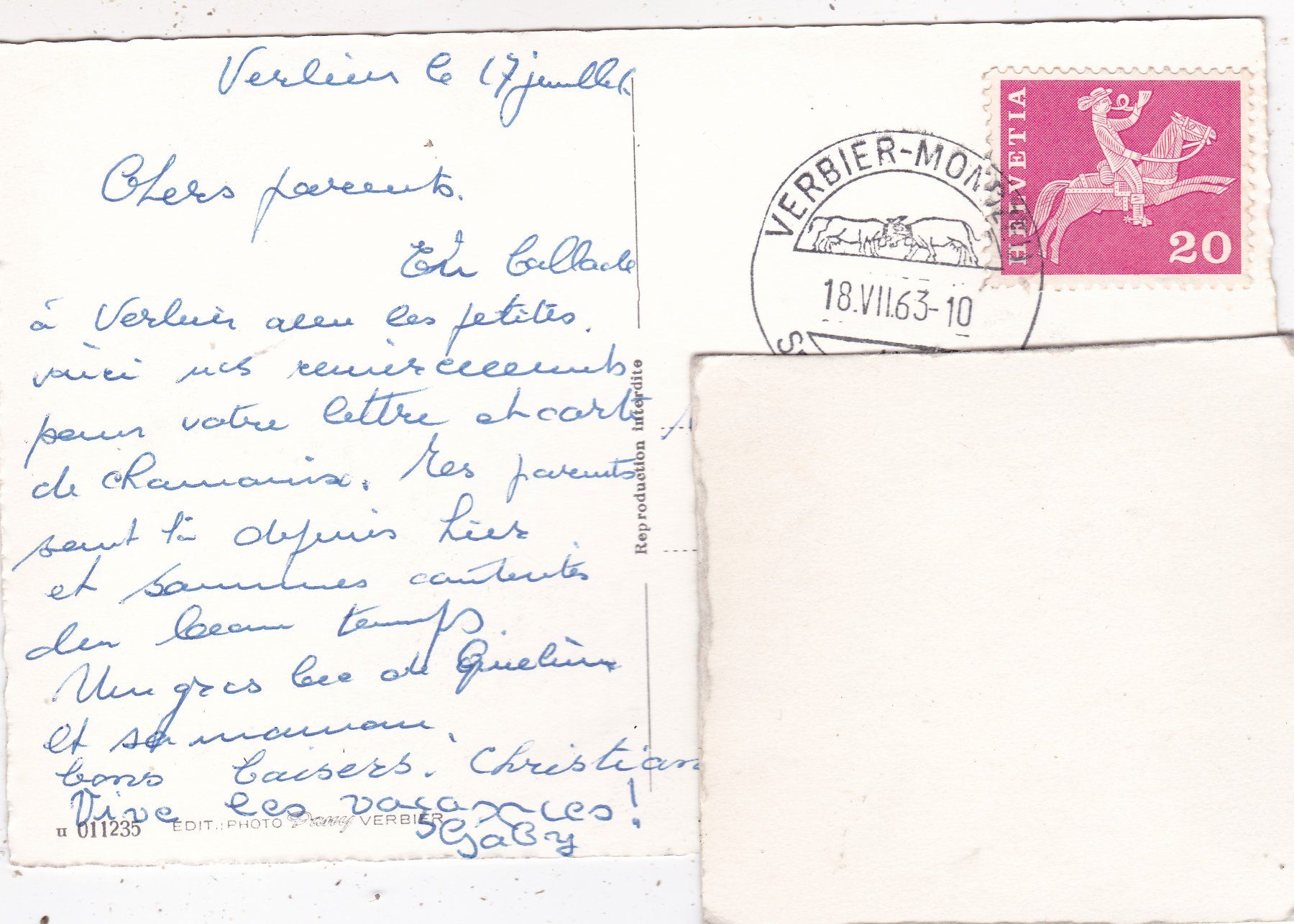 Cartoline postali: Environs de Verbier 1963 – Usato da Herisau venduto da Lisegrat2008 1