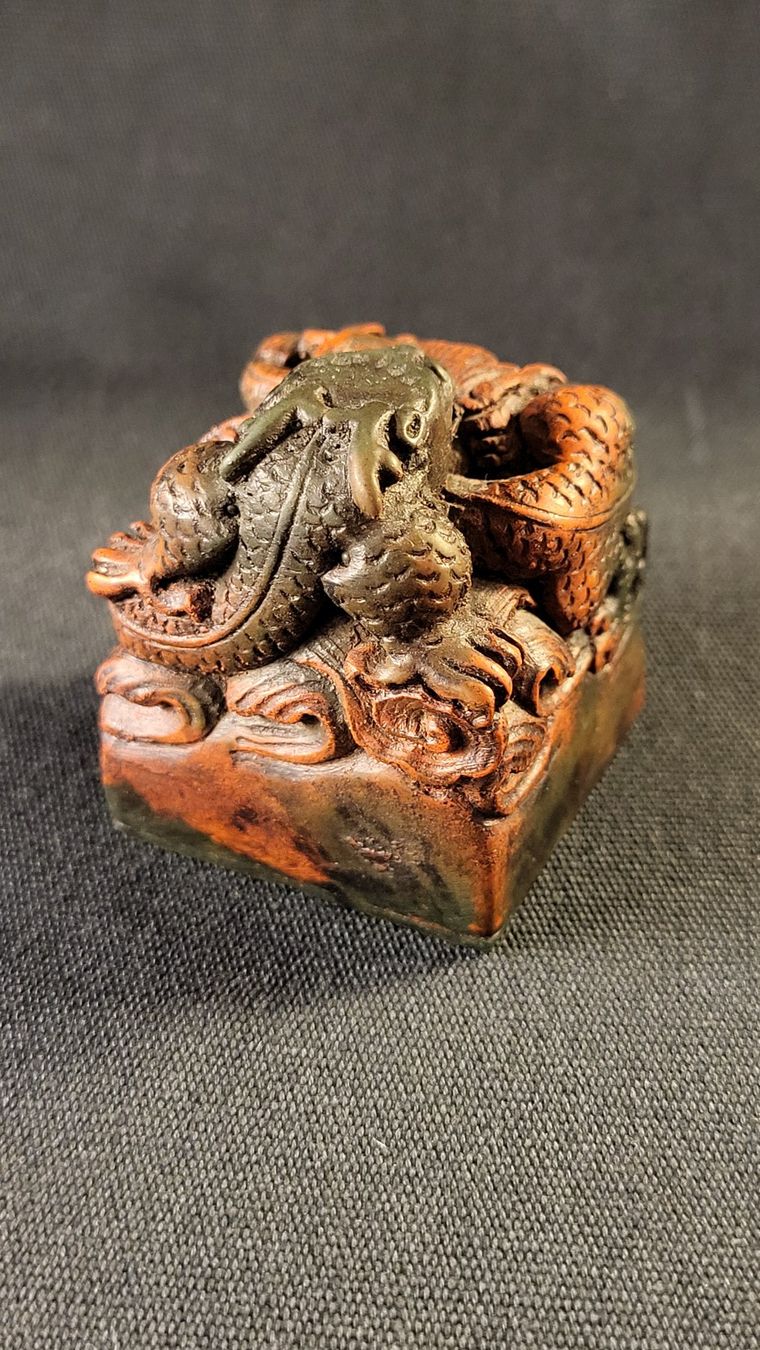 Figuren: Stein-Schnitzerei Stempel mit Drachen – Gebraucht aus Basel von spinne02 3