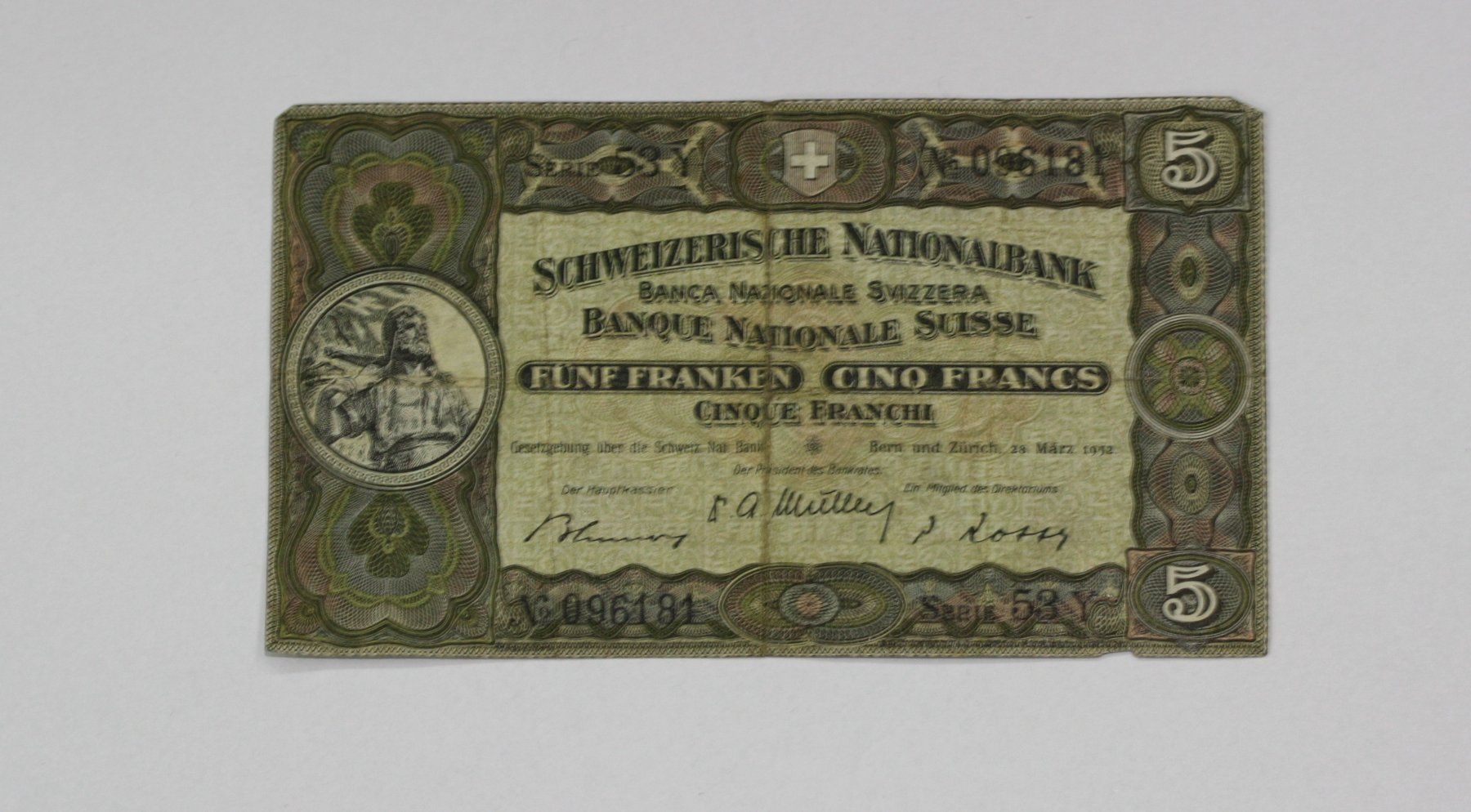 Banconote: 5 Franken Note 1952 – Usato da Chur venduto da Invinoveritas 1