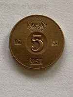 Suède, 5 Ore 1953 T B, Bronze