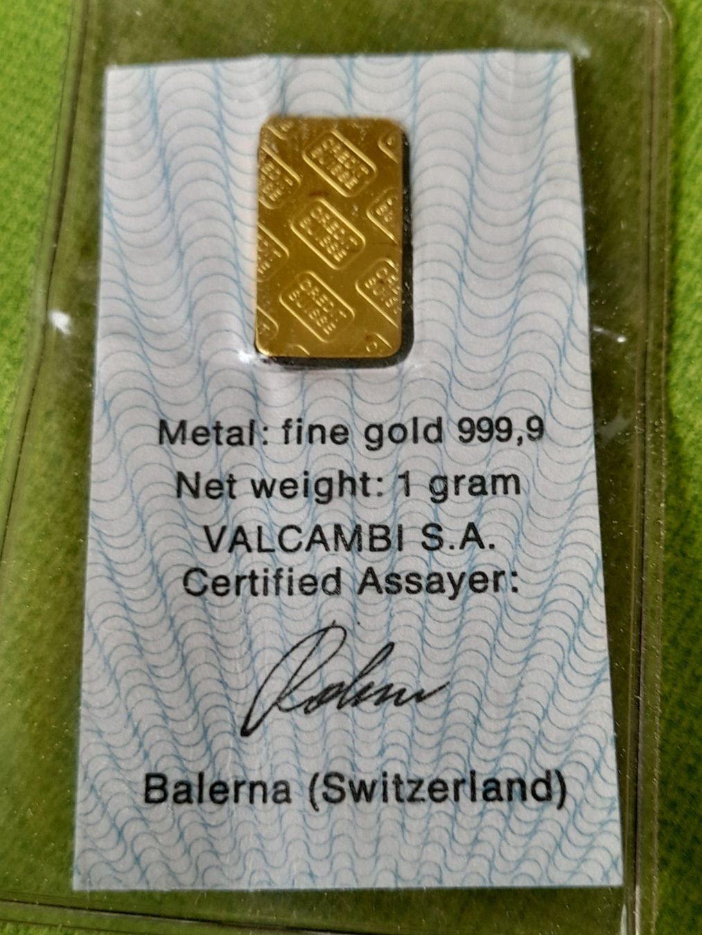 Metalli preziosi: 1 gr. fine Gold Credit Suisse – Usato da Aeschi b.Spiez venduto da 52_wochen 4