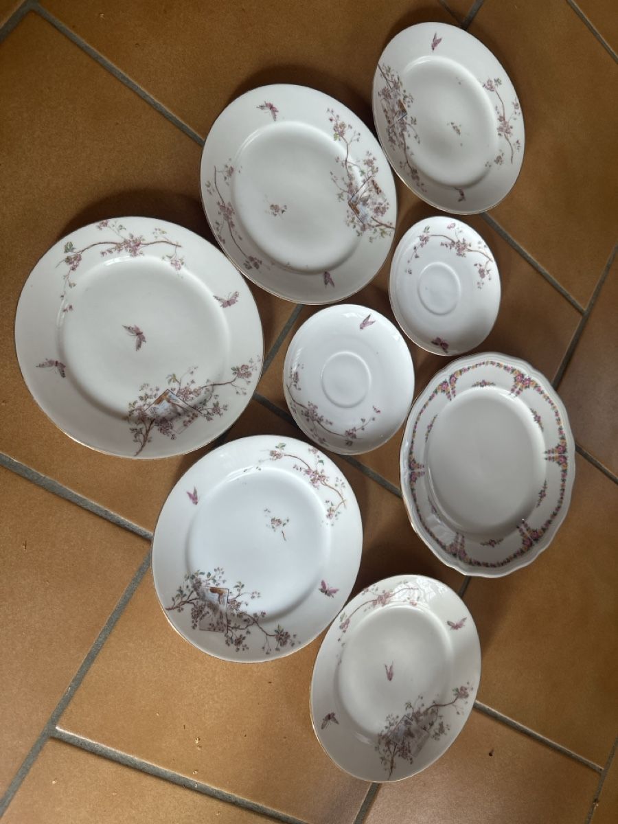 Tutte le decorazioni: Geschirrset mit Blumenmuster und Schmetterlingen – Usato da Schwadernau venduto da mirifiesta