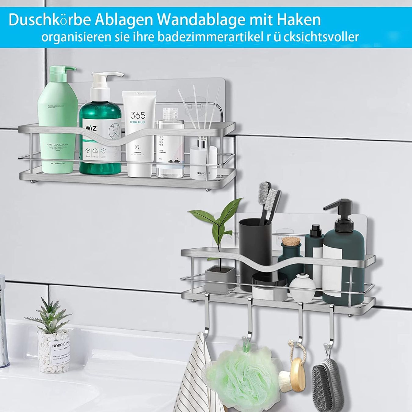 Supporti a parete: Duschkorb Duschablage Edelstahl Ohne Bohren: 2 Pack – Nuovo e nell'imballaggio originale da Nuglar venduto da SaleRitter 7