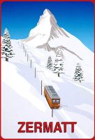 Blechschild-ZERMATT SCHNEELANDSCH BAHN