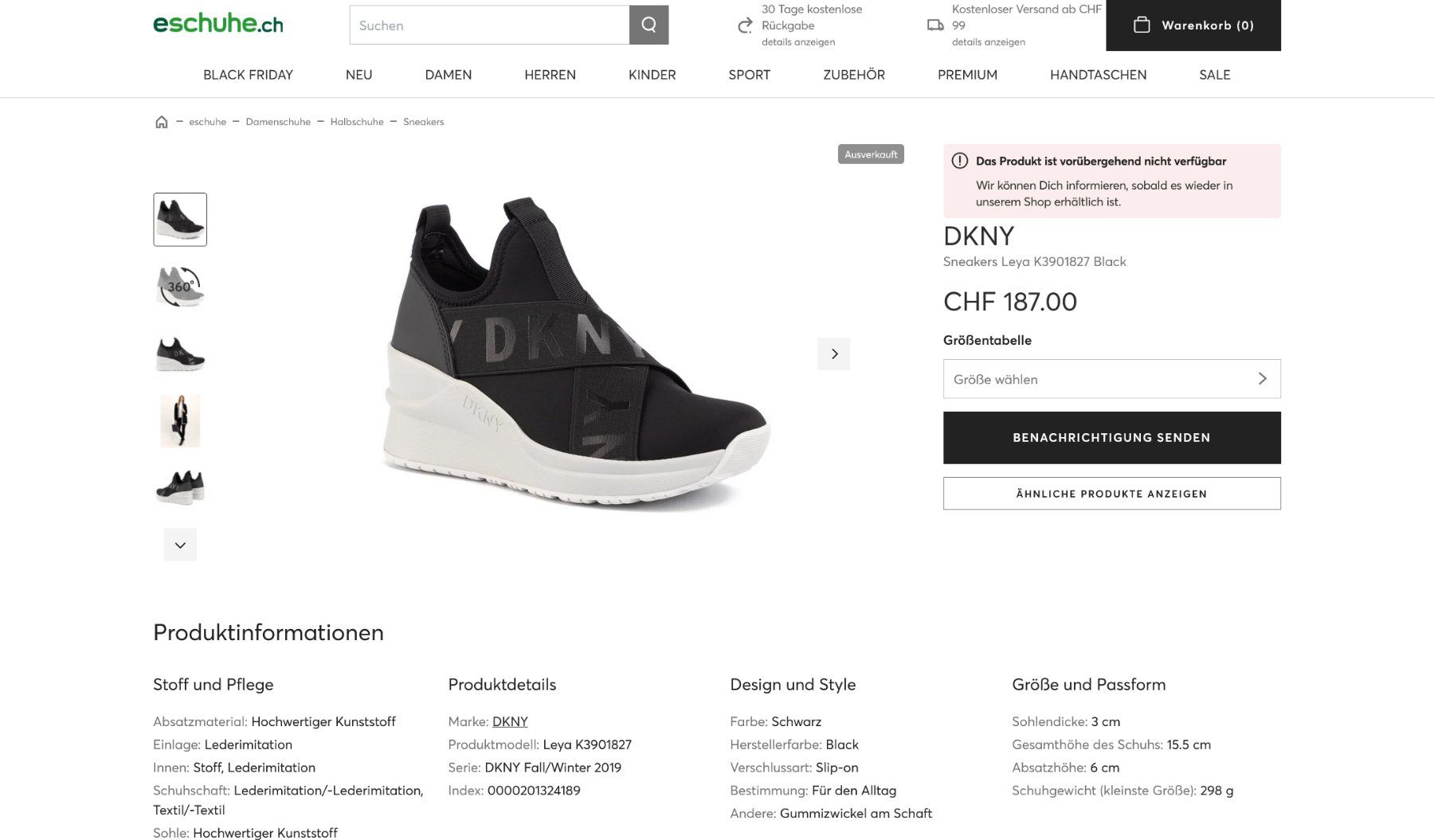 DKNY Chaussures femmes: DKNY Leya - Wedge Sneaker Schwarz Gr. 41 – Neuf avec emballage d'origine à Wetzikon ZH par EvisStore 9