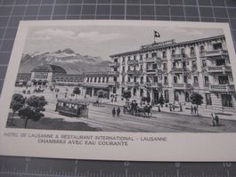 AK Lausanne Bahnhof mit Tram