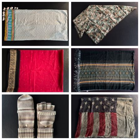 Kleiderpaket mit Schals, Foulard und Handschuhe 7tlg.