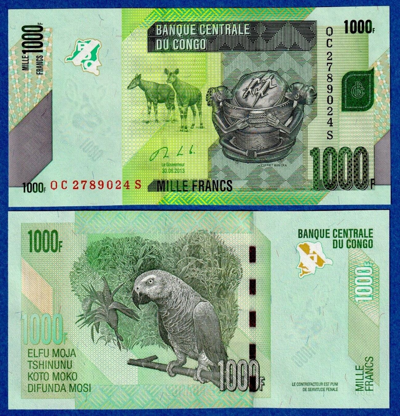 Banconote: Set Congo 1000.5000.10000.20000 Francs UNC – Nuovo e nell'imballaggio originale da Auw venduto da VIMM-78 2