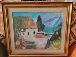 Ölgemälde Landschaft im Goldrahmen 60 x 75 cm 