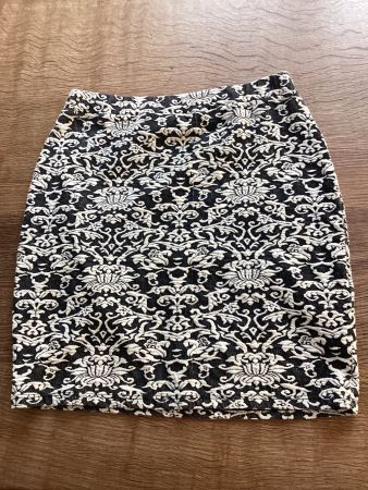 AMISU JUPE/ROCK GR.38 schwarz/ecrù-weiß gemustert / Mini NEU