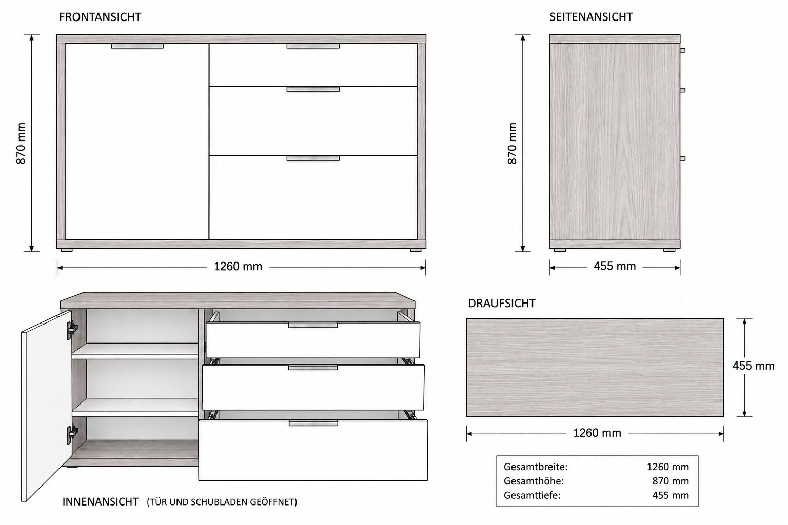 Cassettiere: Modernes Sideboard in Weiss & Holzoptik – Usato da Adliswil venduto da mic_jyg6 3