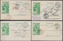 1900 UPU vier PK RASIERKLINGEN-Stempel schön lesbar ab 1.-