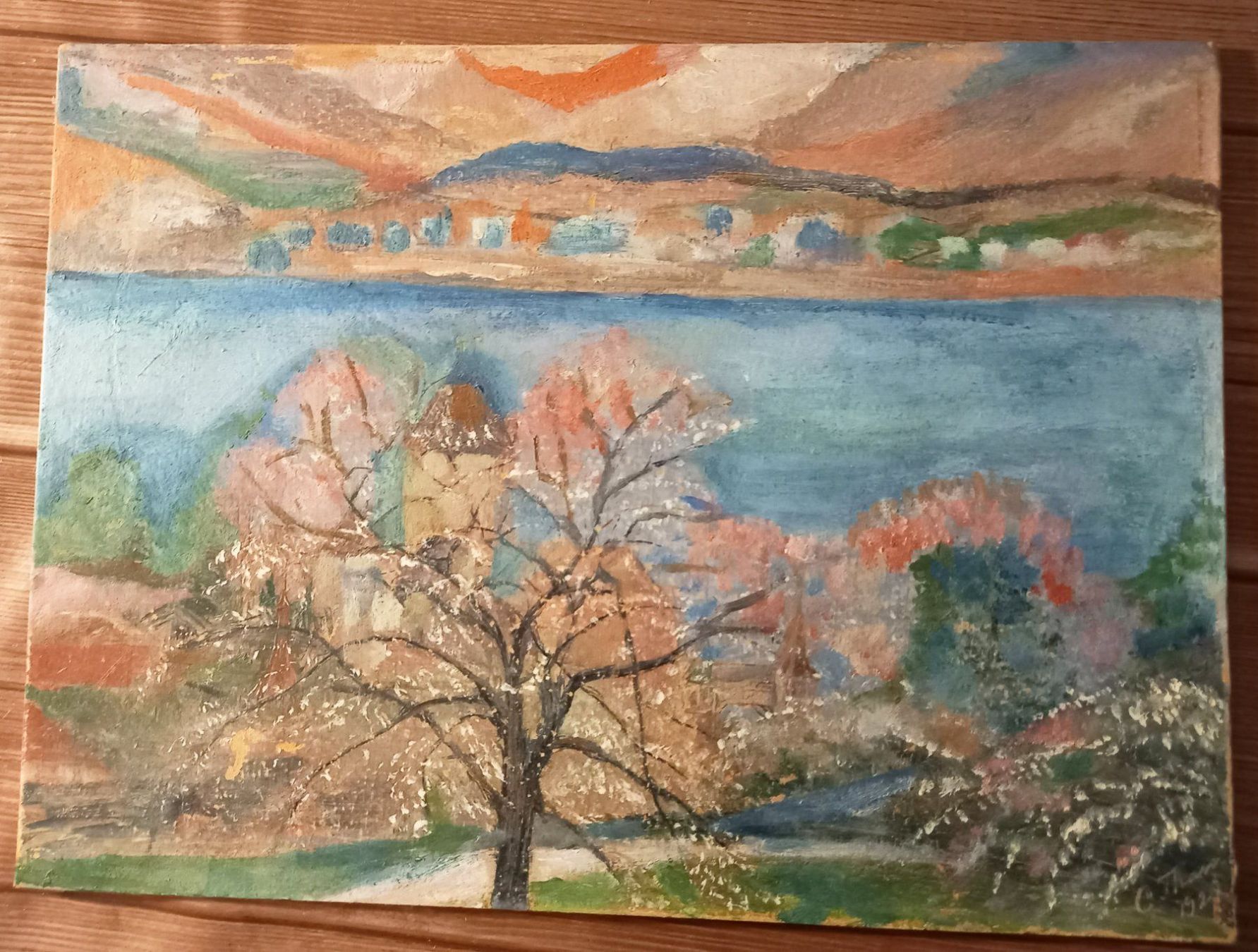 Dipinti: Ölbild: Frühling am Wasser – Usato da Untersiggenthal venduto da Lindomagos