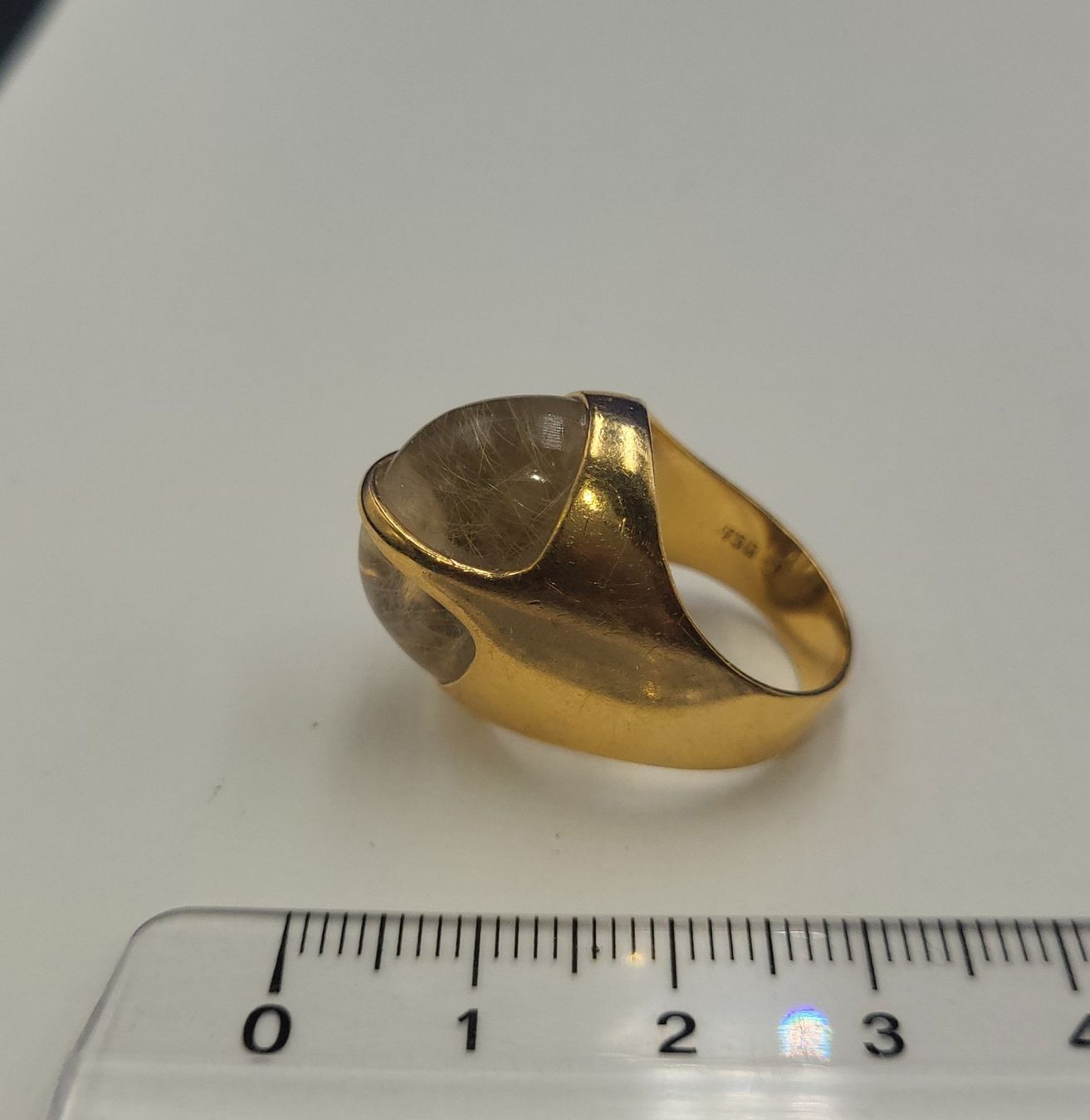 Anelli: Massiv 18 Karat 750 Gold Ring Mit Stein. – Usato da Wald ZH venduto da Aniade 1