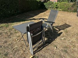 Gartentisch und Stuhl Set Alu dunkelgrau gebraucht