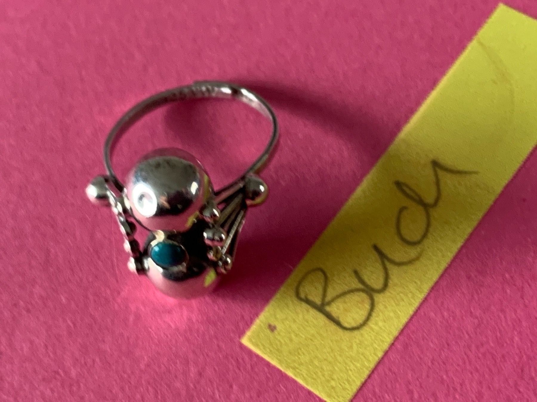 Ringe: Silberring 2 Kugeln blue (gr.53-56) – Gebraucht aus Dittingen von Bellevista 7
