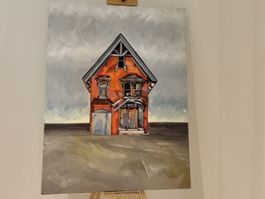 Acrylic painting  "Old house in Detroit" 60 cm x 75 cm